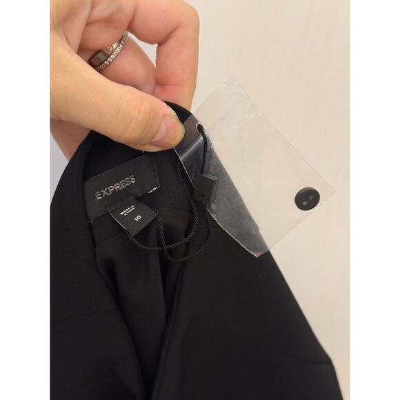 Express High Waisted Black Mini Skirt with Removable Feather Trim Hem - Picture 6 of 6